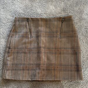 JONDIE Plaid Brown Tan Skirt